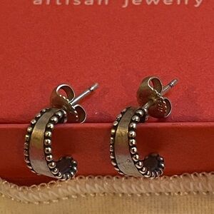 RETIRED - James Avery Silver Beaded Half-Hoop Earrings